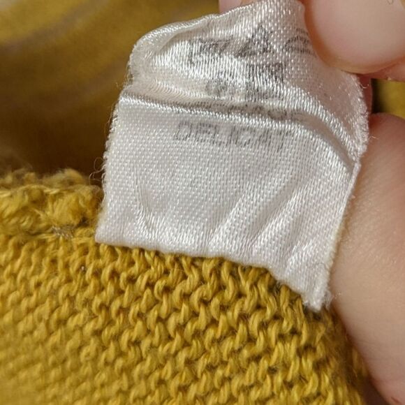 VINTAGE mustard yellow cotton blend oversized crew neck sweater ananace Small F1 - Picture 4 of 9